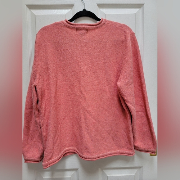 Woolrich Women's Winter Coral Heather Wool Blend V-Neck Sweater Size Large - Picture 2 of 4